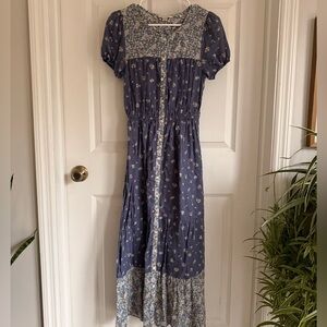 American Eagle Navy Floral Maxi Button Dress